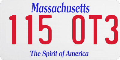 MA license plate 115OT3