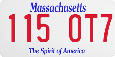 MA license plate 115OT7