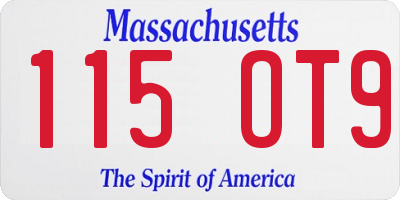 MA license plate 115OT9