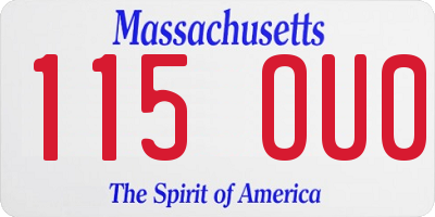 MA license plate 115OU0