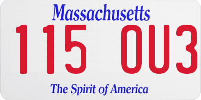 MA license plate 115OU3