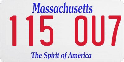 MA license plate 115OU7
