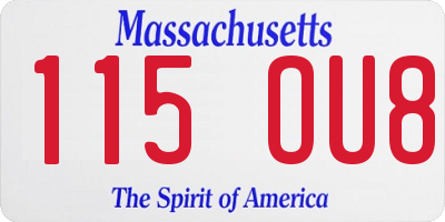 MA license plate 115OU8