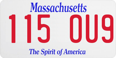 MA license plate 115OU9