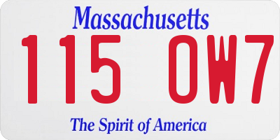 MA license plate 115OW7