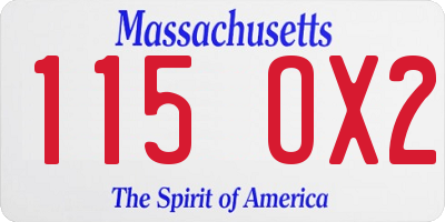 MA license plate 115OX2