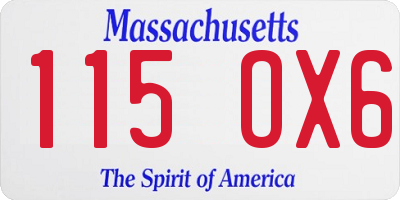 MA license plate 115OX6