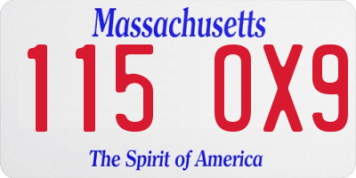 MA license plate 115OX9