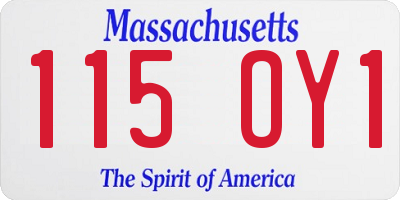 MA license plate 115OY1