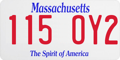 MA license plate 115OY2