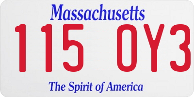 MA license plate 115OY3