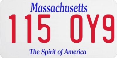 MA license plate 115OY9