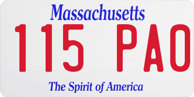 MA license plate 115PA0