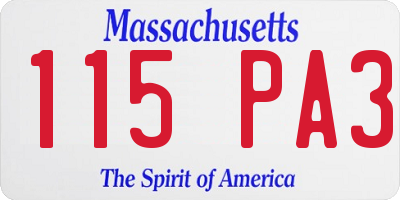 MA license plate 115PA3