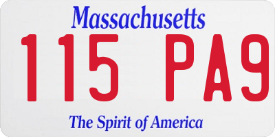 MA license plate 115PA9