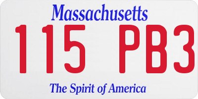 MA license plate 115PB3
