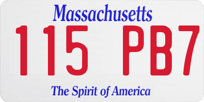 MA license plate 115PB7