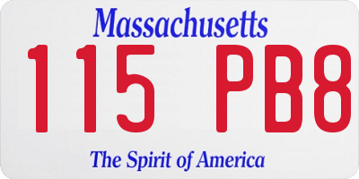 MA license plate 115PB8