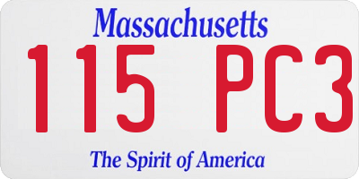 MA license plate 115PC3