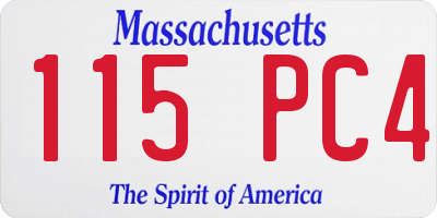 MA license plate 115PC4