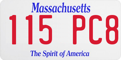 MA license plate 115PC8