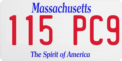 MA license plate 115PC9