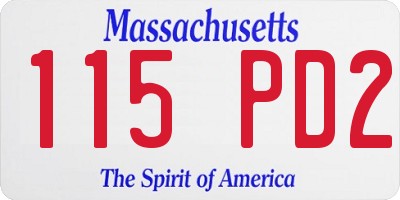 MA license plate 115PD2