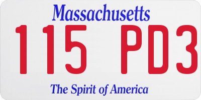 MA license plate 115PD3