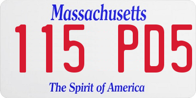 MA license plate 115PD5