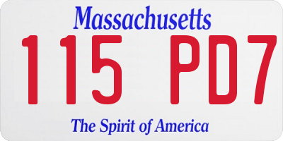 MA license plate 115PD7