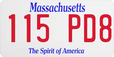 MA license plate 115PD8
