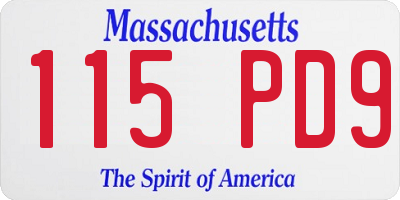 MA license plate 115PD9