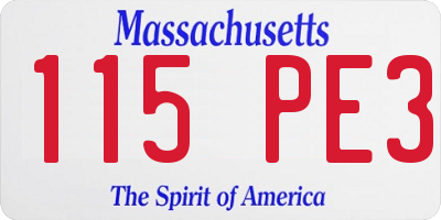 MA license plate 115PE3