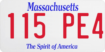 MA license plate 115PE4