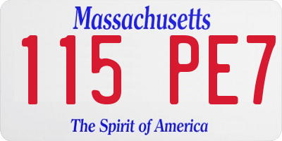 MA license plate 115PE7