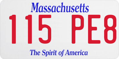 MA license plate 115PE8