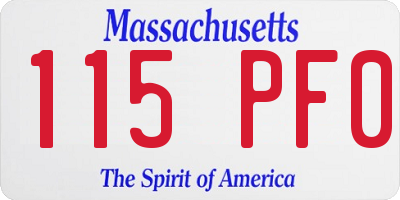 MA license plate 115PF0