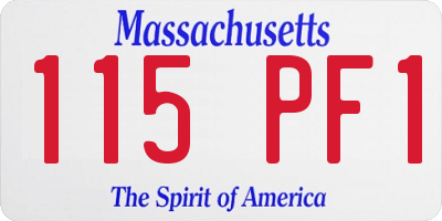 MA license plate 115PF1