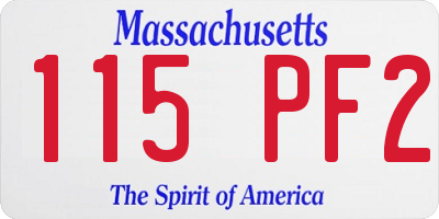 MA license plate 115PF2