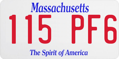 MA license plate 115PF6