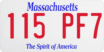 MA license plate 115PF7
