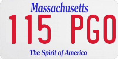 MA license plate 115PG0