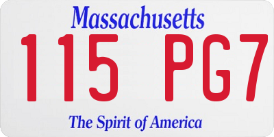 MA license plate 115PG7