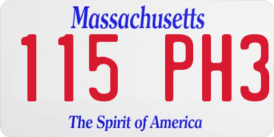 MA license plate 115PH3