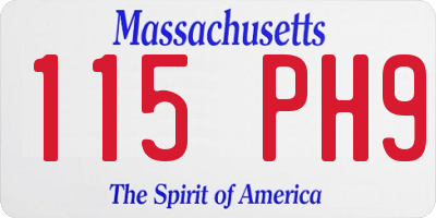 MA license plate 115PH9