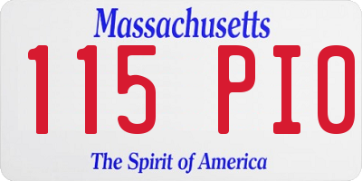 MA license plate 115PI0