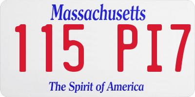 MA license plate 115PI7