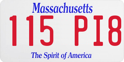 MA license plate 115PI8