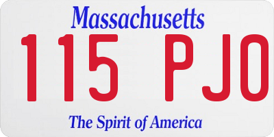 MA license plate 115PJ0