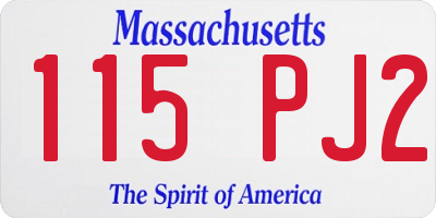 MA license plate 115PJ2